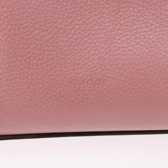 GUCCI Bamboo Daily Hand Bag Leather 2way Pink Silver 370831 Auth 153982