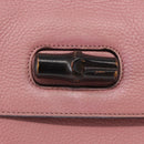 GUCCI Bamboo Daily Hand Bag Leather 2way Pink Silver 370831 Auth 153982-19
