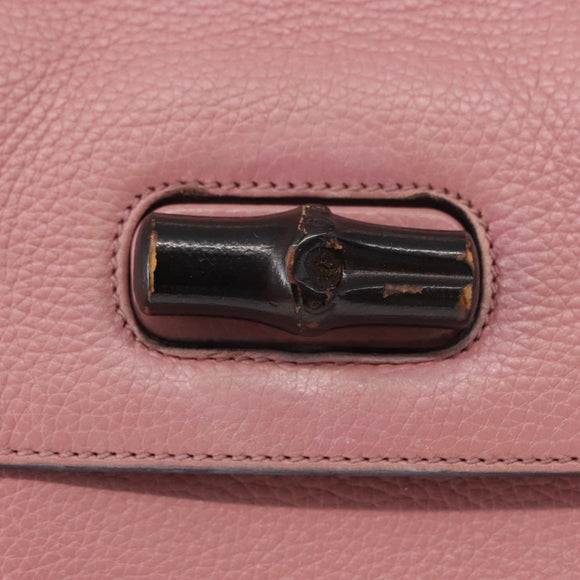 GUCCI Bamboo Daily Hand Bag Leather 2way Pink Silver 370831 Auth 153982