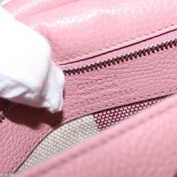 GUCCI Bamboo Daily Hand Bag Leather 2way Pink Silver 370831 Auth 153982
