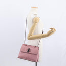 GUCCI Bamboo Daily Hand Bag Leather 2way Pink Silver 370831 Auth 153982-25
