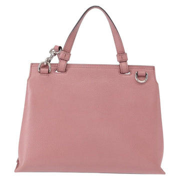 GUCCI Bamboo Daily Hand Bag Leather 2way Pink Silver 370831 Auth 153982 - 0