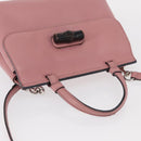 GUCCI Bamboo Daily Hand Bag Leather 2way Pink Silver 370831 Auth 153982-6