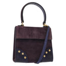CELINE Hand Bag Suede 2way Purple Gold Auth 153983-1