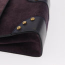 CELINE Hand Bag Suede 2way Purple Gold Auth 153983-9