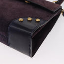 CELINE Hand Bag Suede 2way Purple Gold Auth 153983-16