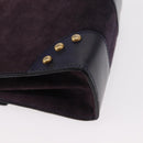 CELINE Hand Bag Suede 2way Purple Gold Auth 153983-17