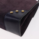 CELINE Hand Bag Suede 2way Purple Gold Auth 153983-18