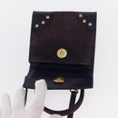CELINE Hand Bag Suede 2way Purple Gold Auth 153983-10