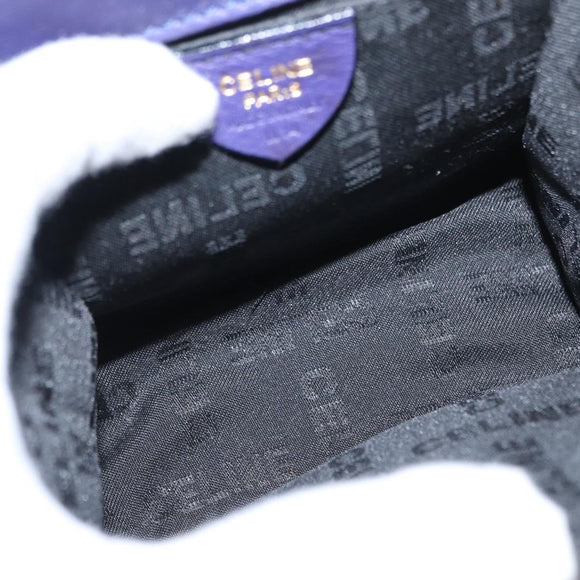 CELINE Hand Bag Suede 2way Purple Gold Auth 153983