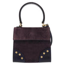 CELINE Hand Bag Suede 2way Purple Gold Auth 153983-13