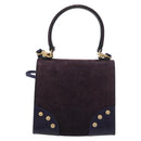 CELINE Hand Bag Suede 2way Purple Gold Auth 153983-2