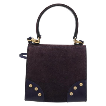 CELINE Hand Bag Suede 2way Purple Gold Auth 153983 - 0