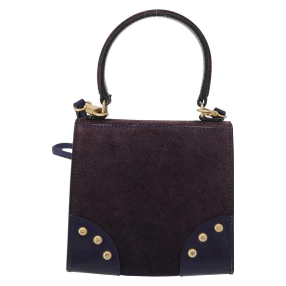 CELINE Hand Bag Suede 2way Purple Gold Auth 153983