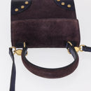 CELINE Hand Bag Suede 2way Purple Gold Auth 153983-6