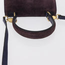 CELINE Hand Bag Suede 2way Purple Gold Auth 153983-7