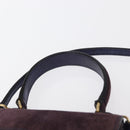 CELINE Hand Bag Suede 2way Purple Gold Auth 153983-14