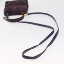 CELINE Hand Bag Suede 2way Purple Gold Auth 153983-8