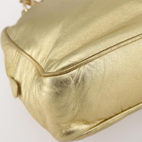 LOEWE Anagram Shoulder Bag Leather Gold Auth 153984