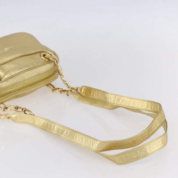 LOEWE Anagram Shoulder Bag Leather Gold Auth 153984