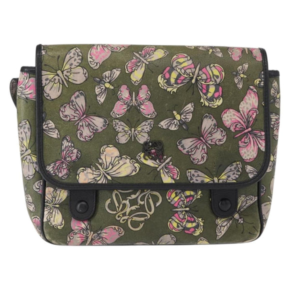 LOEWE Shoulder Bag Leather Green Auth 153985