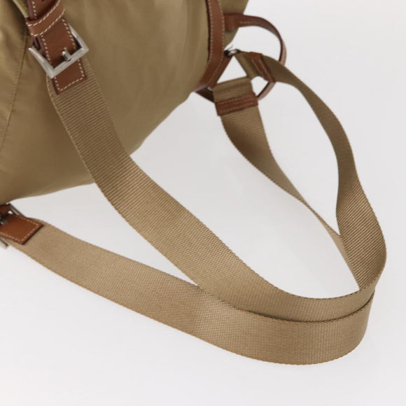 PRADA Backpack Nylon Beige Silver Auth 153987