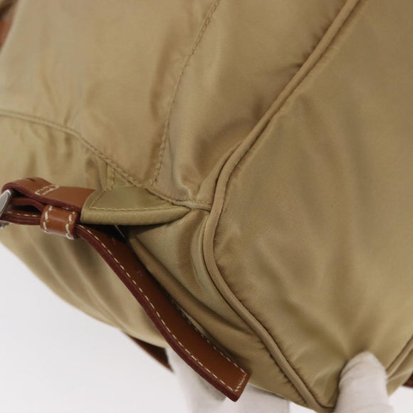 PRADA Backpack Nylon Beige Silver Auth 153987