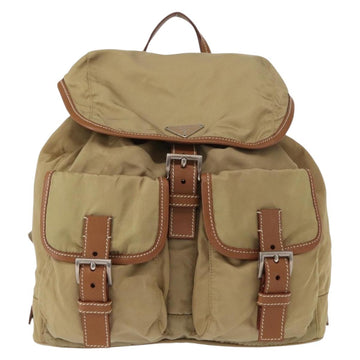 PRADA Backpack Nylon Beige Silver Auth 153987 - 0