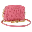 Miu Miu Matelasse Chain Shoulder Bag Leather Pink Gold Auth 153988-1