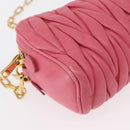 Miu Miu Matelasse Chain Shoulder Bag Leather Pink Gold Auth 153988-14
