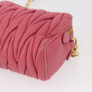 Miu Miu Matelasse Chain Shoulder Bag Leather Pink Gold Auth 153988-15