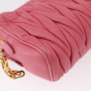 Miu Miu Matelasse Chain Shoulder Bag Leather Pink Gold Auth 153988-16