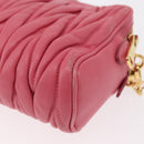 Miu Miu Matelasse Chain Shoulder Bag Leather Pink Gold Auth 153988-9