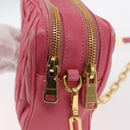 Miu Miu Matelasse Chain Shoulder Bag Leather Pink Gold Auth 153988-10
