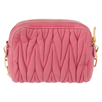 Miu Miu Matelasse Chain Shoulder Bag Leather Pink Gold Auth 153988 - 0