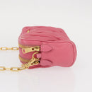 Miu Miu Matelasse Chain Shoulder Bag Leather Pink Gold Auth 153988-4