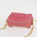 Miu Miu Matelasse Chain Shoulder Bag Leather Pink Gold Auth 153988-6