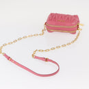 Miu Miu Matelasse Chain Shoulder Bag Leather Pink Gold Auth 153988-7
