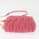 Miu Miu Matelasse Chain Shoulder Bag Leather Pink Gold Auth 153988-5