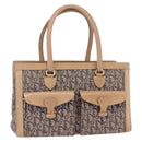 Christian Dior Trotter Canvas Hand Bag Brown Gold Auth 153990-1