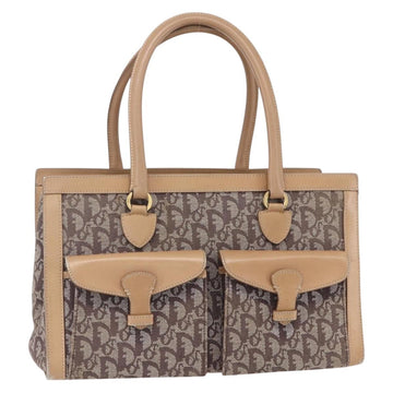 Christian Dior Trotter Canvas Hand Bag Brown Gold Auth 153990