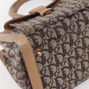 Christian Dior Trotter Canvas Hand Bag Brown Gold Auth 153990-14