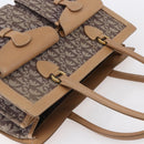 Christian Dior Trotter Canvas Hand Bag Brown Gold Auth 153990-6