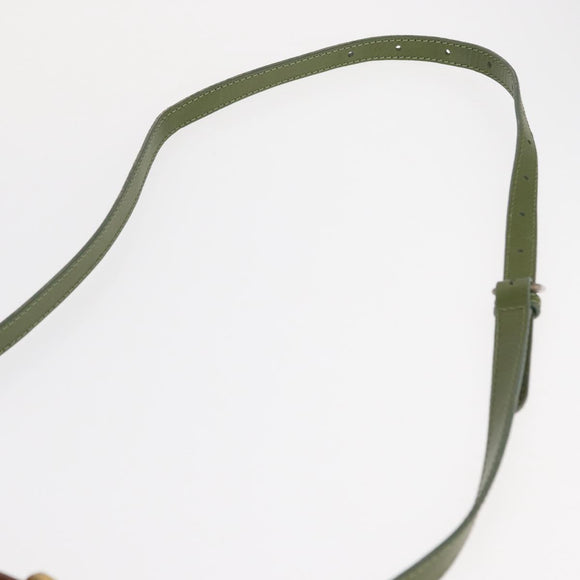 FENDI Silvana Hand Bag Leather 2way Green Gold Auth 153992