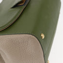 FENDI Silvana Hand Bag Leather 2way Green Gold Auth 153992-16