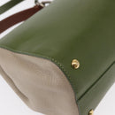 FENDI Silvana Hand Bag Leather 2way Green Gold Auth 153992-18