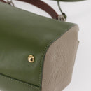 FENDI Silvana Hand Bag Leather 2way Green Gold Auth 153992-19