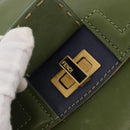 FENDI Silvana Hand Bag Leather 2way Green Gold Auth 153992-20