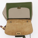 FENDI Silvana Hand Bag Leather 2way Green Gold Auth 153992-10