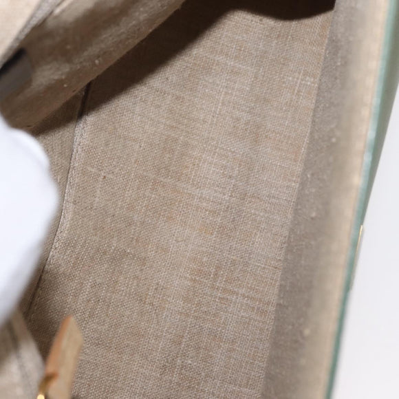 FENDI Silvana Hand Bag Leather 2way Green Gold Auth 153992